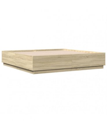 vidaXL Bed Frame with LED without Mattress Sonoma Oak 200x200 cm