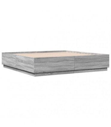 vidaXL Bed Frame with LED without Mattress Grey Sonoma 200x200 cm