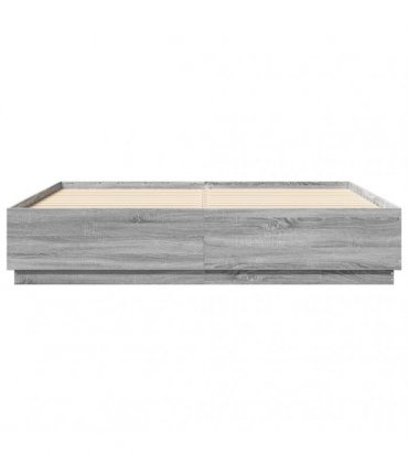 vidaXL Bed Frame with LED without Mattress Grey Sonoma 200x200 cm