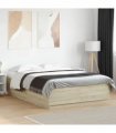 vidaXL Bed Frame with LED without Mattress Sonoma Oak 160x200 cm