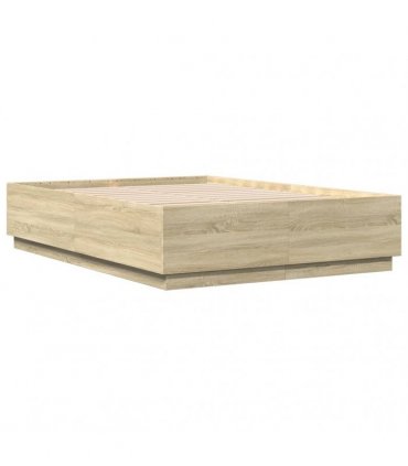 vidaXL Bed Frame with LED without Mattress Sonoma Oak 160x200 cm