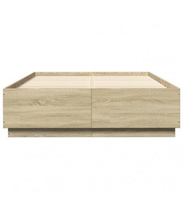 vidaXL Bed Frame with LED without Mattress Sonoma Oak 160x200 cm