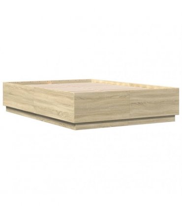 vidaXL Bed Frame with LED without Mattress Sonoma Oak 160x200 cm