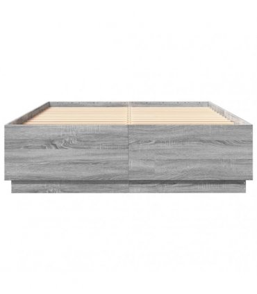 vidaXL Bed Frame with LED without Mattress Grey Sonoma 160x200 cm