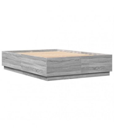 vidaXL Bed Frame with LED without Mattress Grey Sonoma 160x200 cm