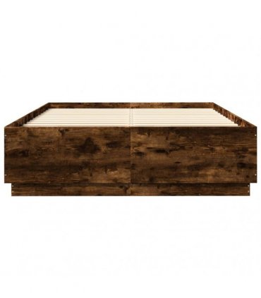 vidaXL Bed Frame with LED without Mattress Smoked Oak 120x200 cm