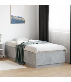 vidaXL Bed Frame with LED without Mattress Concrete Grey 100x200 cm
