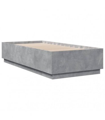 vidaXL Bed Frame with LED without Mattress Concrete Grey 100x200 cm