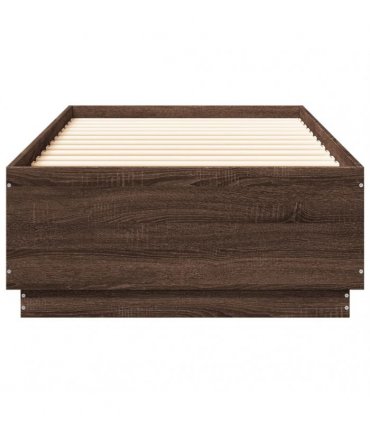vidaXL Bed Frame with LED without Mattress Brown Oak 100x200 cm