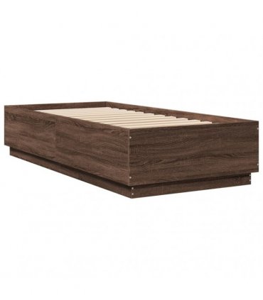 vidaXL Bed Frame with LED without Mattress Brown Oak 100x200 cm