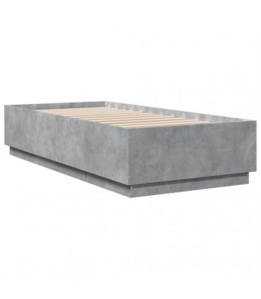 vidaXL Bed Frame with LED without Mattress Concrete Grey 90x200 cm
