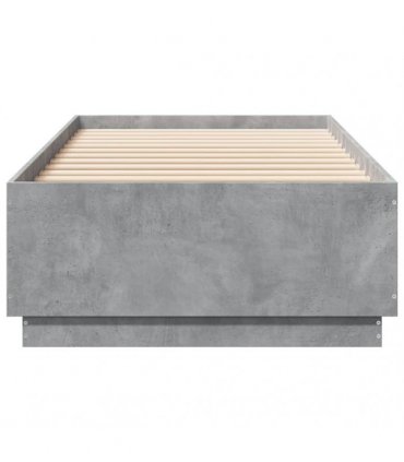 vidaXL Bed Frame with LED without Mattress Concrete Grey 90x200 cm