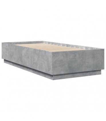 vidaXL Bed Frame with LED without Mattress Concrete Grey 90x200 cm