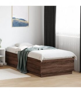vidaXL Bed Frame with LED without Mattress Brown Oak 90x200 cm