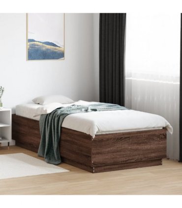 vidaXL Bed Frame with LED without Mattress Brown Oak 90x200 cm