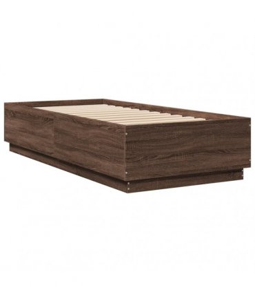 vidaXL Bed Frame with LED without Mattress Brown Oak 90x200 cm