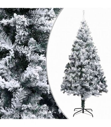 vidaXL Artificial Christmas Tree with Flocked Snow Green 210 cm PVC