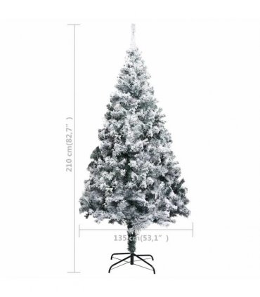 vidaXL Artificial Christmas Tree with Flocked Snow Green 210 cm PVC