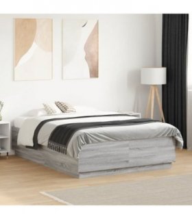 vidaXL Bed Frame with LED without Mattress Grey Sonoma 120x190 cm
