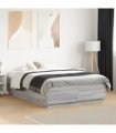 vidaXL Bed Frame with LED without Mattress Grey Sonoma 120x190 cm