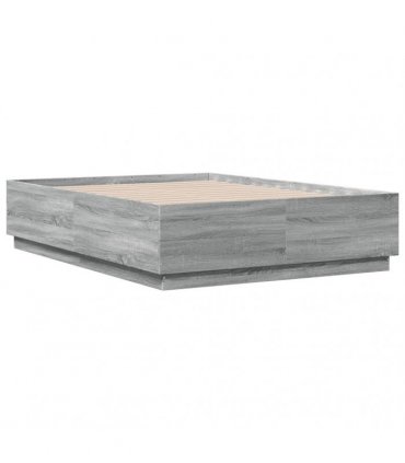 vidaXL Bed Frame with LED without Mattress Grey Sonoma 120x190 cm