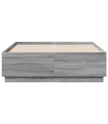 vidaXL Bed Frame with LED without Mattress Grey Sonoma 120x190 cm