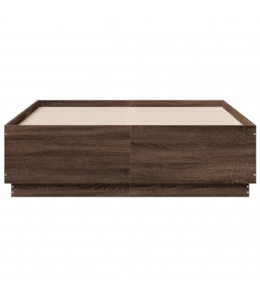 vidaXL Bed Frame with LED without Mattress Brown Oak 120x190 cm