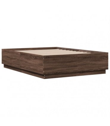 vidaXL Bed Frame with LED without Mattress Brown Oak 120x190 cm