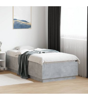 vidaXL Bed Frame with LED without Mattress Concrete Grey 90x190 cm