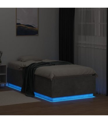 vidaXL Bed Frame with LED without Mattress Concrete Grey 90x190 cm