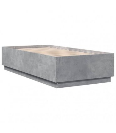 vidaXL Bed Frame with LED without Mattress Concrete Grey 90x190 cm