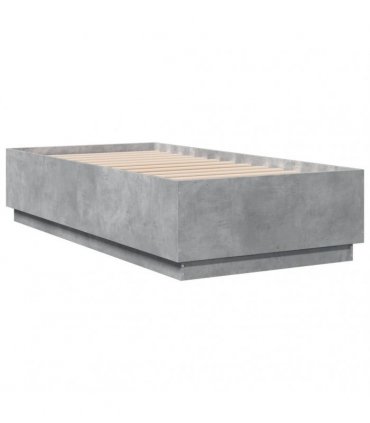 vidaXL Bed Frame with LED without Mattress Concrete Grey 90x190 cm