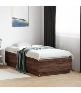 vidaXL Bed Frame with LED without Mattress Brown Oak 90x190 cm