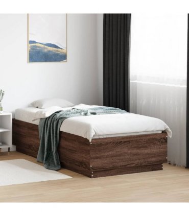 vidaXL Bed Frame with LED without Mattress Brown Oak 90x190 cm
