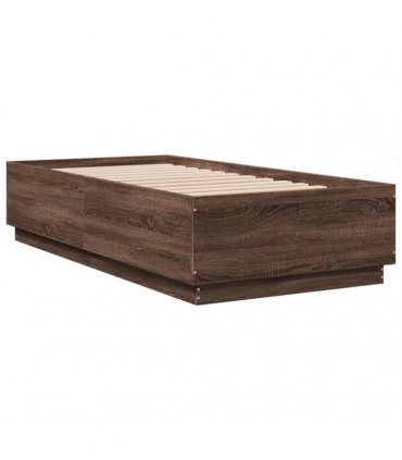 vidaXL Bed Frame with LED without Mattress Brown Oak 90x190 cm