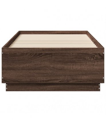vidaXL Bed Frame with LED without Mattress Brown Oak 90x190 cm