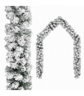 vidaXL Christmas Garland with Flocked Snow Green 20 m PVC