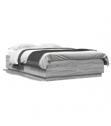 vidaXL Bed Frame without Mattress Grey Sonoma 140x200 cm