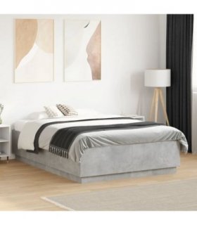 vidaXL Bed Frame without Mattress Concrete Grey 135x190 cm