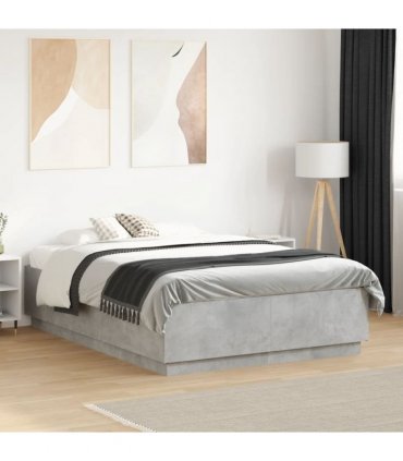 vidaXL Bed Frame without Mattress Concrete Grey 135x190 cm