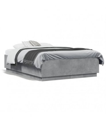 vidaXL Bed Frame without Mattress Concrete Grey 135x190 cm