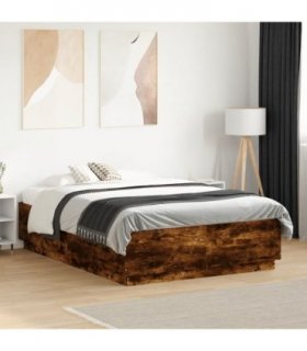 vidaXL Bed Frame without Mattress Smoked Oak 135x190 cm