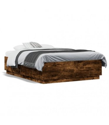 vidaXL Bed Frame without Mattress Smoked Oak 135x190 cm