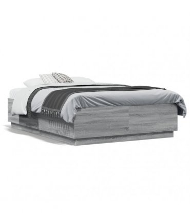 vidaXL Bed Frame without Mattress Grey Sonoma 120x190 cm