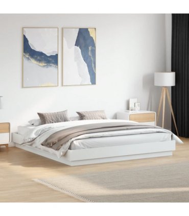 vidaXL Bed Frame with LED without Mattress White 180x200 cm