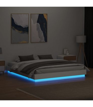 vidaXL Bed Frame with LED without Mattress White 180x200 cm