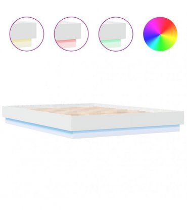 vidaXL Bed Frame with LED without Mattress White 160x200 cm