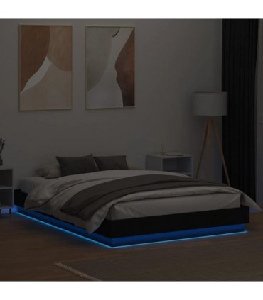 vidaXL Bed Frame with LED without Mattress Black 150x200 cm