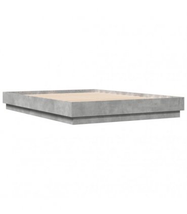 vidaXL Bed Frame with LED without Mattress Concrete Grey 150x200 cm