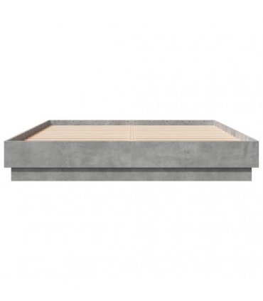 vidaXL Bed Frame with LED without Mattress Concrete Grey 150x200 cm
